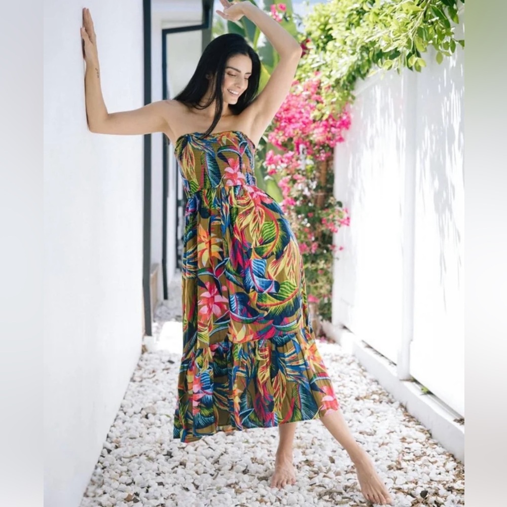 Tropical Strapless Dress